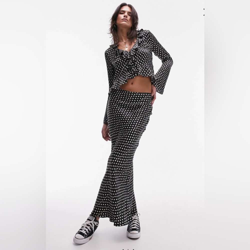 TOPSHOP Polka Dot Satin Top